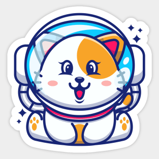 Cute baby cat wearing an astronaut helmet, cartoon character Sticker